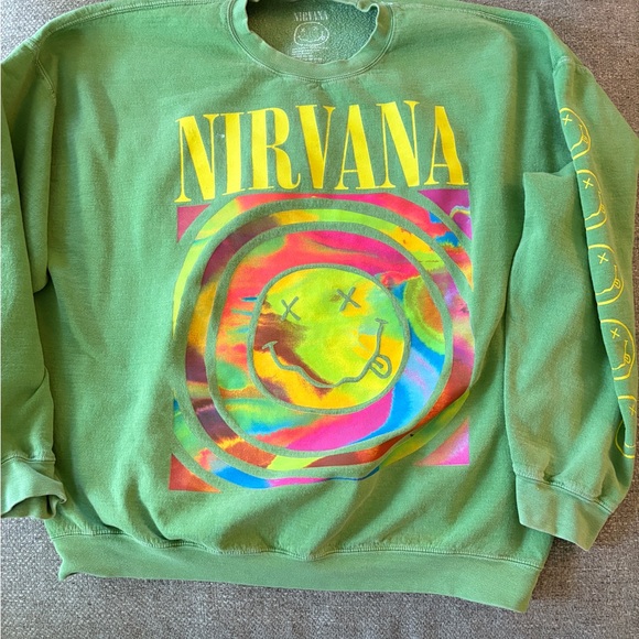 NIRVANA Green Multicolor Graphic Sweatshirt - Picture 1 of 7